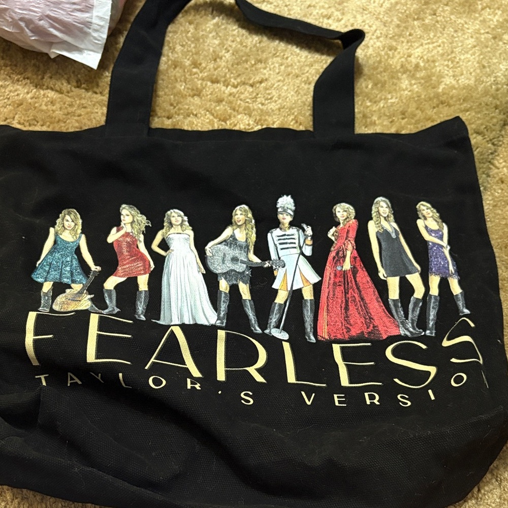 Taylor Swift Black Tote with Fearless Design